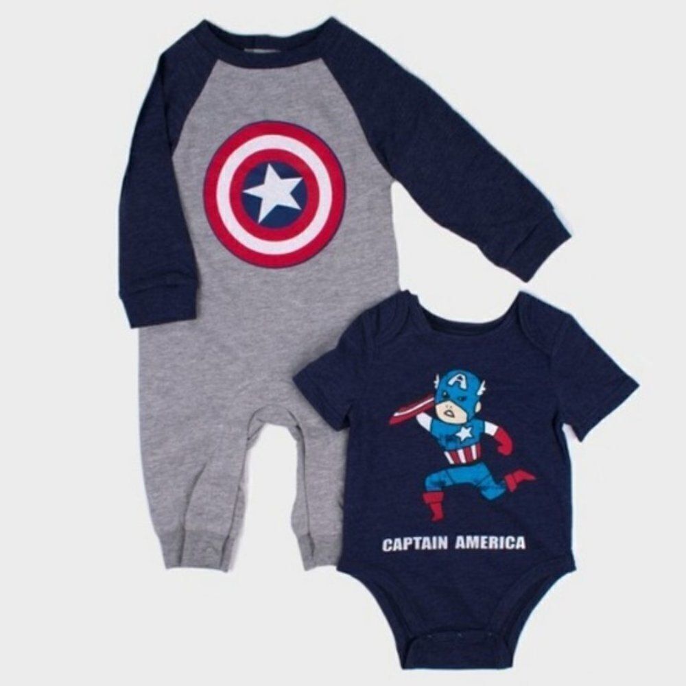 Marvel Captain America 2 Piece Romper Shirt 12M